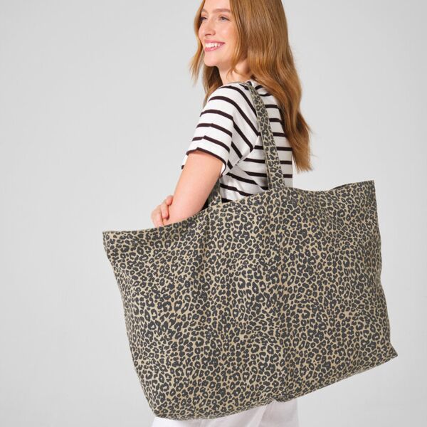 Leopard print canvas oversized tote bag Miniaturansicht