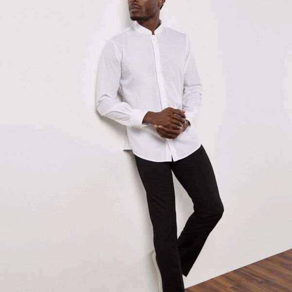 MENS MANDARIN COLAR L/S BLOU Miniaturansicht