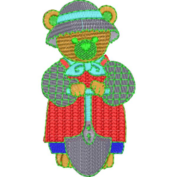 Bär mit Spaten 80 x 150 mm Miniaturansicht