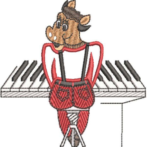 Kuh am Piano 110 x 110 mm Miniaturansicht