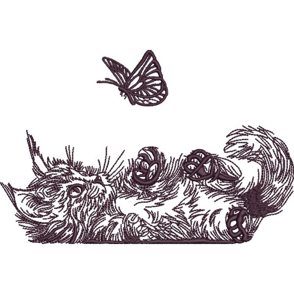 Katze mit Schmetterling 12 x 18 cm Schwarz Miniaturansicht