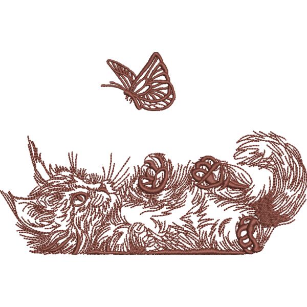 Katze spielt mit Schmetterling 12 x 18 cm Braun Miniaturansicht