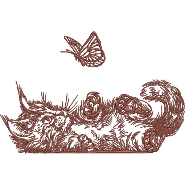 Katze spielt mit Schmetterling 17 x 25 cm Braun Miniaturansicht