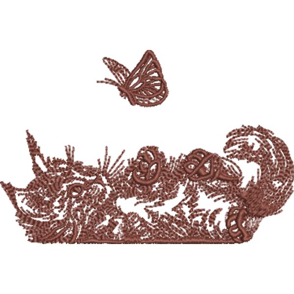 Katze spielt mit Schmetterling 7 x 10 cm Braun Miniaturansicht